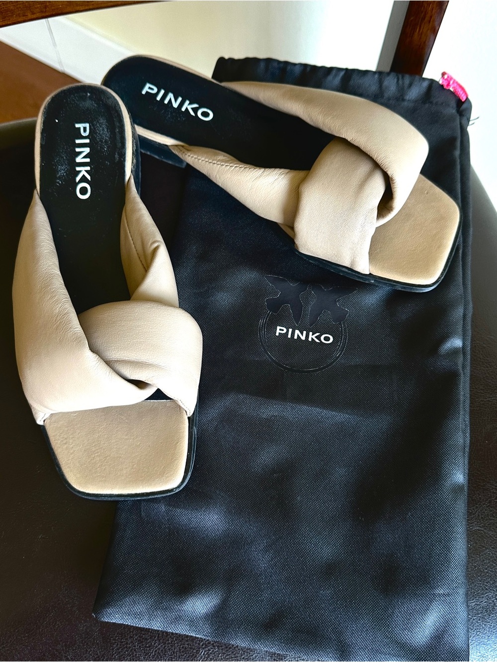 PINKO Pinko Pauline nappa leather mules with Knot Detail